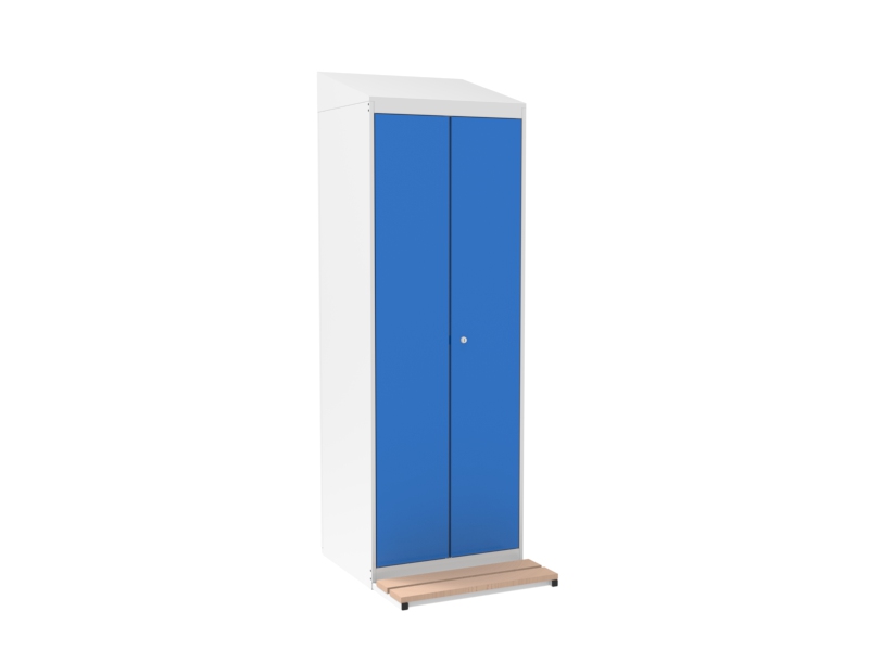 Wardrobe for wall with bench and sloping roof 2x300mm